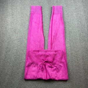 Pink Active Leggings Women's Small Fuchsia Acid Wash Ribbed Seamless High Rise